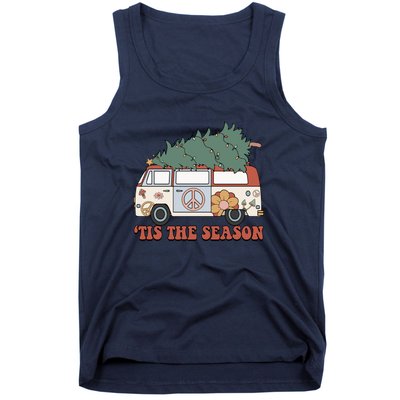 Retro Christmas Tis The Season Truck Christmas Tree Lights Tank Top