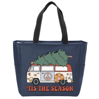 Retro Christmas Tis The Season Truck Christmas Tree Lights Zip Tote Bag