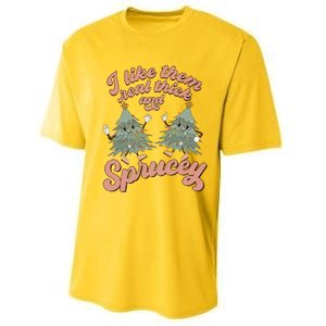 Retro Christmas Tree I Like Them Real Thick And Sprucey Xmas Performance Sprint T-Shirt