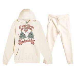 Retro Christmas Tree I Like Them Real Thick And Sprucey Xmas Premium Hooded Sweatsuit Set