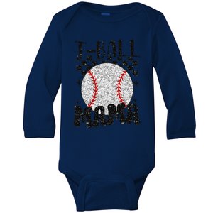 Retro Checkered Teeball Mama Tball Mom Sports Mothers Day Baby Long Sleeve Bodysuit