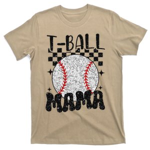 Retro Checkered Teeball Mama Tball Mom Sports Mothers Day T-Shirt