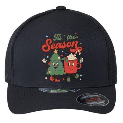 Retro Christmas Tis The Season Christmas Tree Coffee Latte Meaningful Gift Flexfit Unipanel Trucker Cap