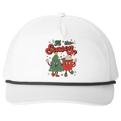 Retro Christmas Tis The Season Christmas Tree Coffee Latte Meaningful Gift Snapback Five-Panel Rope Hat