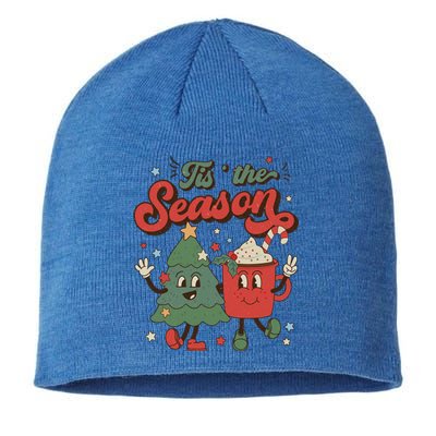 Retro Christmas Tis The Season Christmas Tree Coffee Latte Meaningful Gift Sustainable Beanie