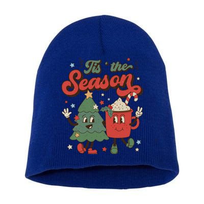 Retro Christmas Tis The Season Christmas Tree Coffee Latte Meaningful Gift Short Acrylic Beanie