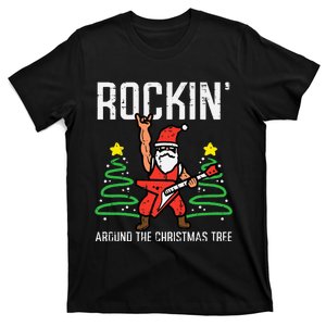 Rockin' Christmas Tree Santa Guitar Funny Xmas Gift T-Shirt