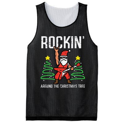 Rockin' Christmas Tree Santa Guitar Funny Xmas Gift Mesh Reversible Basketball Jersey Tank