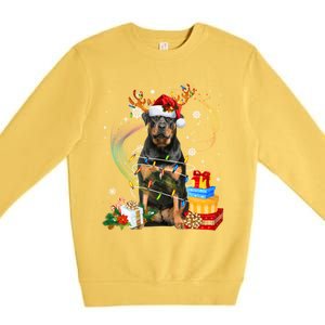 Rottweiler Christmas Tree Light Pajama Dog Xmas Gift Premium Crewneck Sweatshirt