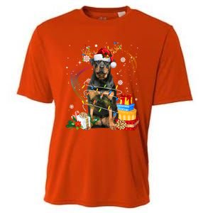 Rottweiler Christmas Tree Light Pajama Dog Xmas Gift Cooling Performance Crew T-Shirt