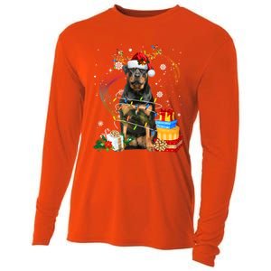 Rottweiler Christmas Tree Light Pajama Dog Xmas Gift Cooling Performance Long Sleeve Crew