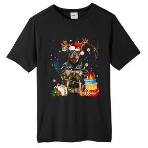 Rottweiler Christmas Tree Light Pajama Dog Xmas Gift Tall Fusion ChromaSoft Performance T-Shirt