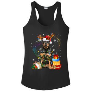 Rottweiler Christmas Tree Light Pajama Dog Xmas Gift Ladies PosiCharge Competitor Racerback Tank