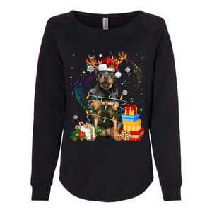 Rottweiler Christmas Tree Light Pajama Dog Xmas Gift Womens California Wash Sweatshirt