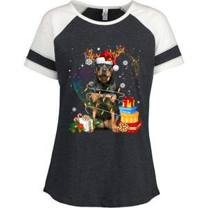 Rottweiler Christmas Tree Light Pajama Dog Xmas Gift Enza Ladies Jersey Colorblock Tee