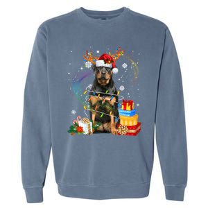 Rottweiler Christmas Tree Light Pajama Dog Xmas Gift Garment-Dyed Sweatshirt