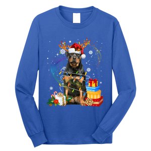 Rottweiler Christmas Tree Light Pajama Dog Xmas Gift Long Sleeve Shirt