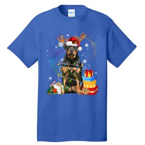 Rottweiler Christmas Tree Light Pajama Dog Xmas Gift Tall T-Shirt