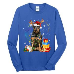 Rottweiler Christmas Tree Light Pajama Dog Xmas Gift Tall Long Sleeve T-Shirt