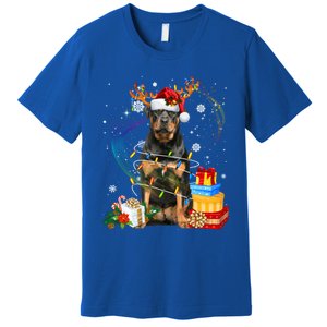 Rottweiler Christmas Tree Light Pajama Dog Xmas Gift Premium T-Shirt