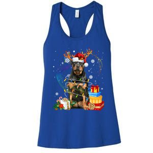 Rottweiler Christmas Tree Light Pajama Dog Xmas Gift Women's Racerback Tank