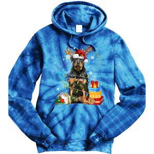 Rottweiler Christmas Tree Light Pajama Dog Xmas Gift Tie Dye Hoodie