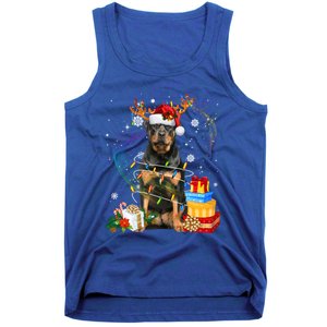 Rottweiler Christmas Tree Light Pajama Dog Xmas Gift Tank Top