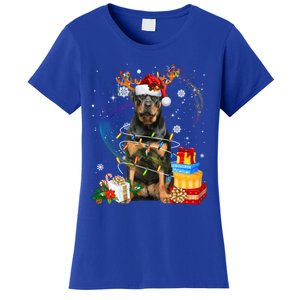 Rottweiler Christmas Tree Light Pajama Dog Xmas Gift Women's T-Shirt