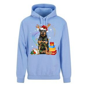 Rottweiler Christmas Tree Light Pajama Dog Xmas Gift Unisex Surf Hoodie