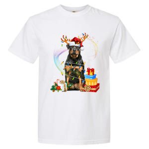 Rottweiler Christmas Tree Light Pajama Dog Xmas Gift Garment-Dyed Heavyweight T-Shirt