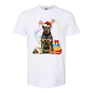 Rottweiler Christmas Tree Light Pajama Dog Xmas Gift Softstyle CVC T-Shirt