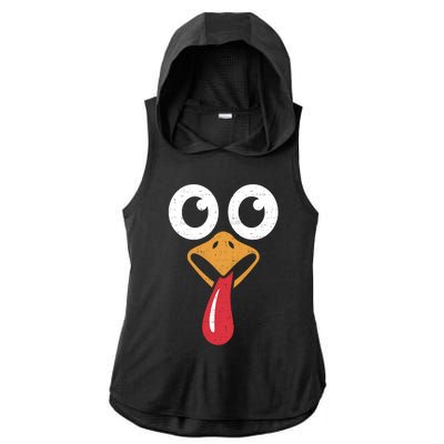 Retro Cute Turkey Face Thanksgiving Costume Cool Gift Ladies PosiCharge Tri-Blend Wicking Draft Hoodie Tank