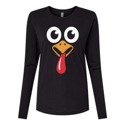 Retro Cute Turkey Face Thanksgiving Costume Cool Gift Womens Cotton Relaxed Long Sleeve T-Shirt