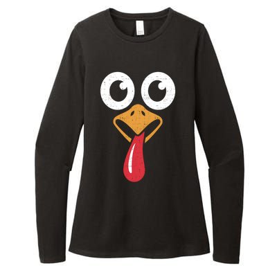 Retro Cute Turkey Face Thanksgiving Costume Cool Gift Womens CVC Long Sleeve Shirt