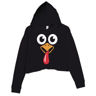 Retro Cute Turkey Face Thanksgiving Costume Cool Gift Crop Fleece Hoodie