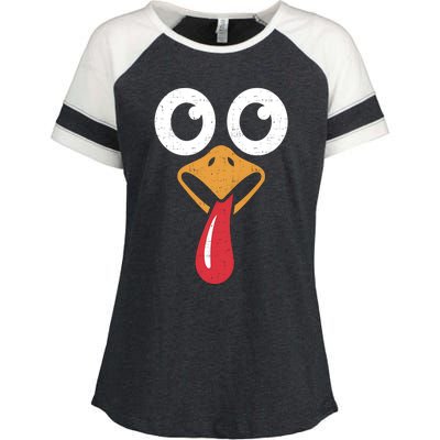 Retro Cute Turkey Face Thanksgiving Costume Cool Gift Enza Ladies Jersey Colorblock Tee