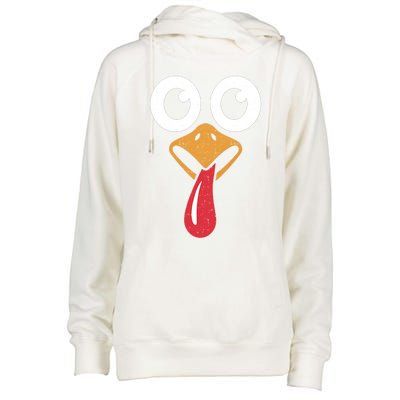 Retro Cute Turkey Face Thanksgiving Costume Cool Gift Womens Funnel Neck Pullover Hood