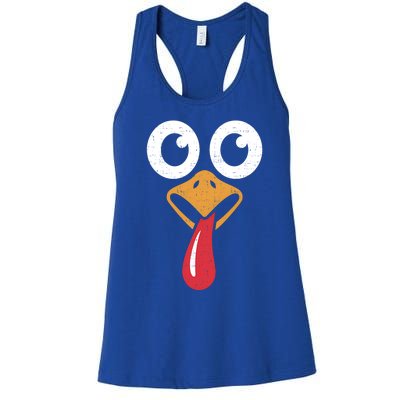 Retro Cute Turkey Face Thanksgiving Costume Cool Gift Women's Racerback Tank