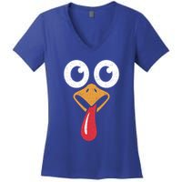 Retro Cute Turkey Face Thanksgiving Costume Cool Gift Women's V-Neck T-Shirt