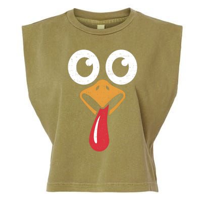 Retro Cute Turkey Face Thanksgiving Costume Cool Gift Garment-Dyed Women's Muscle Tee