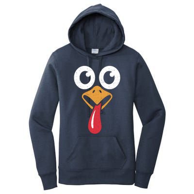 Retro Cute Turkey Face Thanksgiving Costume Cool Gift Women's Pullover Hoodie