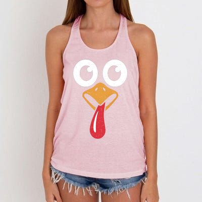 Retro Cute Turkey Face Thanksgiving Costume Cool Gift Women's Knotted Racerback Tank