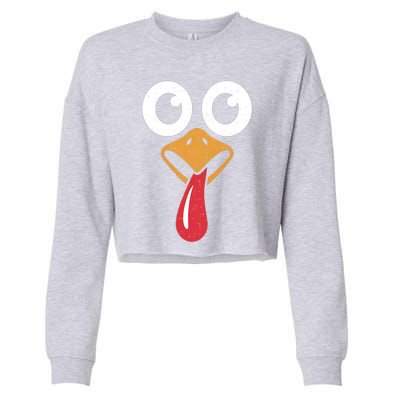 Retro Cute Turkey Face Thanksgiving Costume Cool Gift Cropped Pullover Crew