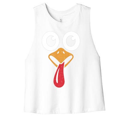 Retro Cute Turkey Face Thanksgiving Costume Cool Gift Women's Racerback Cropped Tank