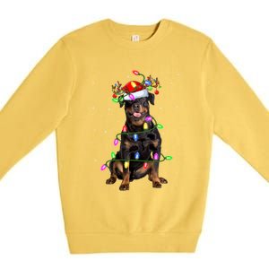 Rottweiler Christmas Tree Light Pajama Dog Xmas Great Gift Premium Crewneck Sweatshirt