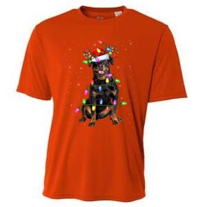 Rottweiler Christmas Tree Light Pajama Dog Xmas Great Gift Cooling Performance Crew T-Shirt