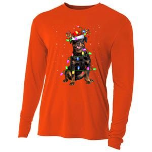 Rottweiler Christmas Tree Light Pajama Dog Xmas Great Gift Cooling Performance Long Sleeve Crew