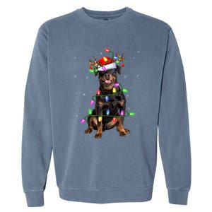 Rottweiler Christmas Tree Light Pajama Dog Xmas Great Gift Garment-Dyed Sweatshirt