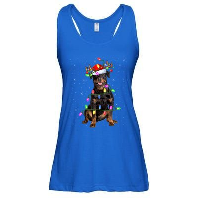 Rottweiler Christmas Tree Light Pajama Dog Xmas Great Gift Ladies Essential Flowy Tank