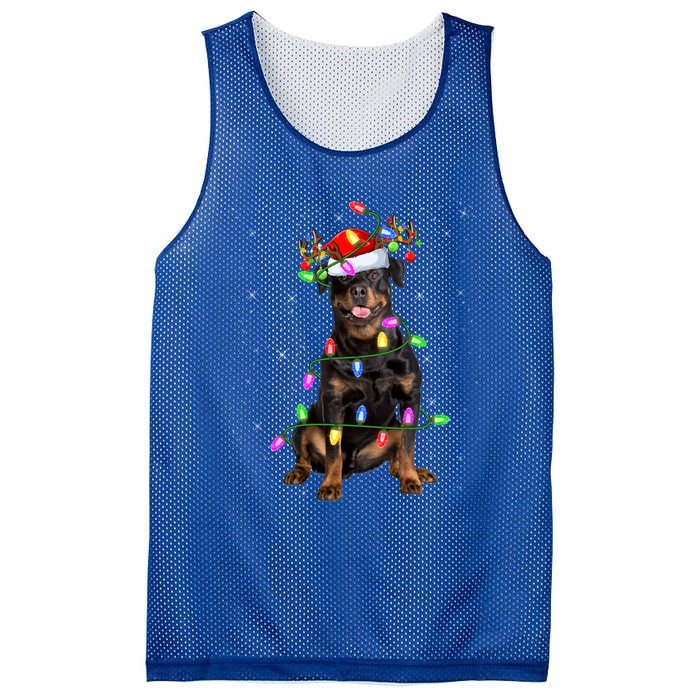 Rottweiler Christmas Tree Light Pajama Dog Xmas Great Gift Mesh Reversible Basketball Jersey Tank